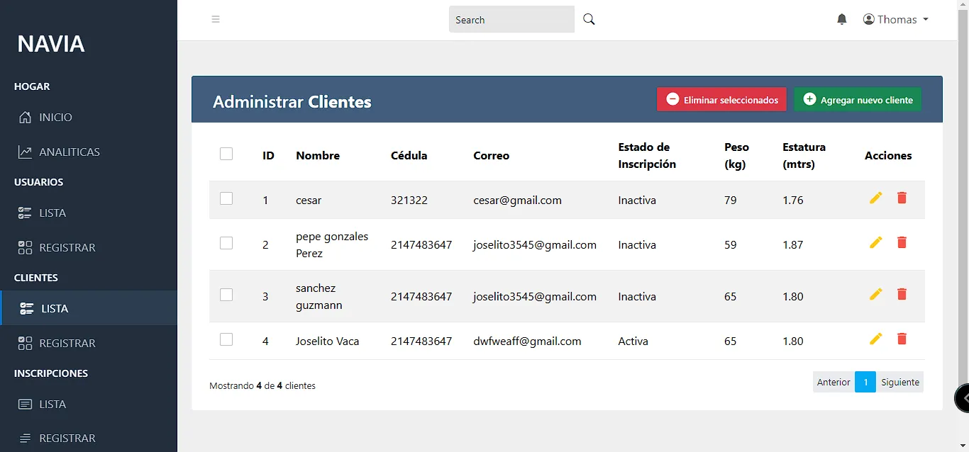 Sistema web GYM